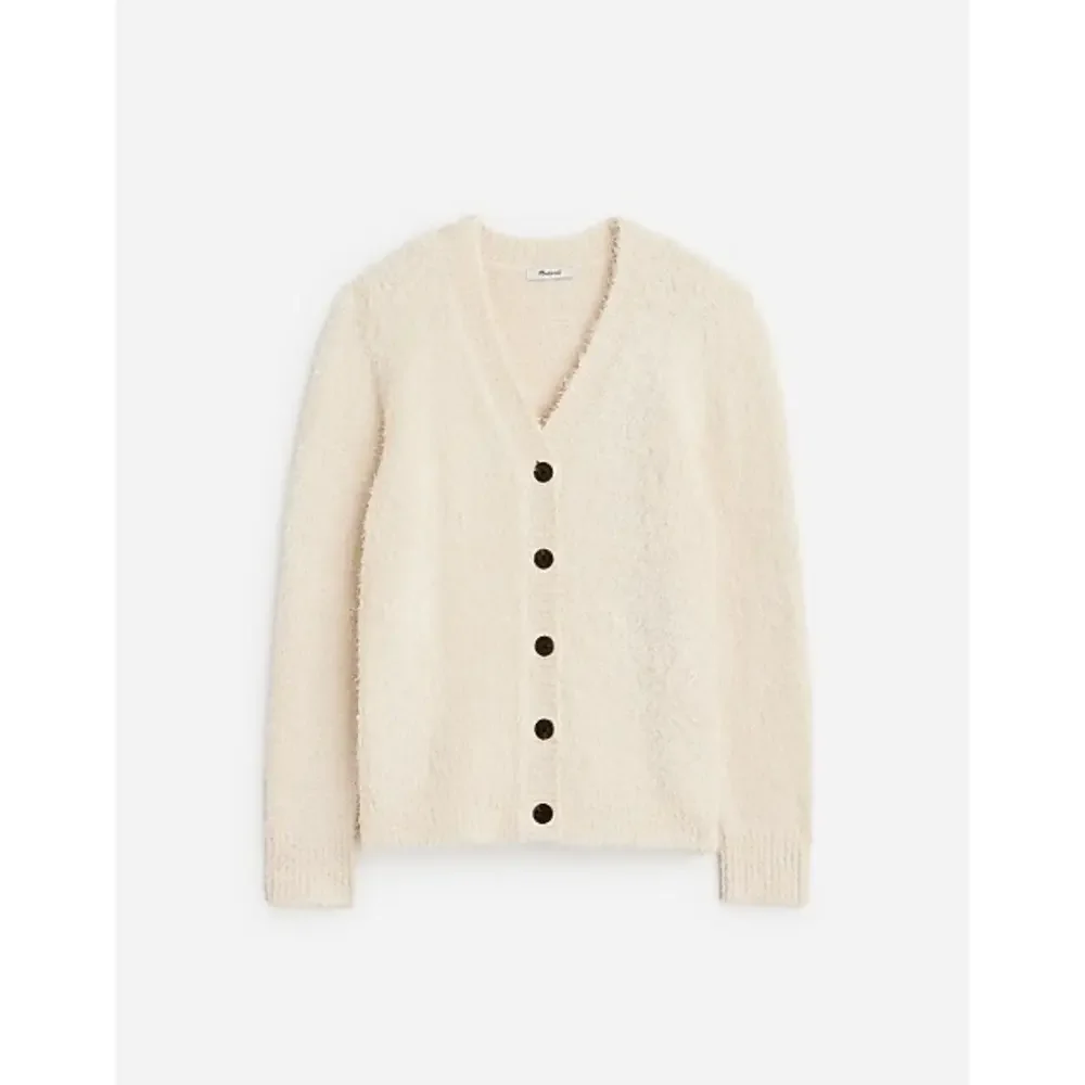 Madewell Organic Cotton V Neck Cardigan in Cream